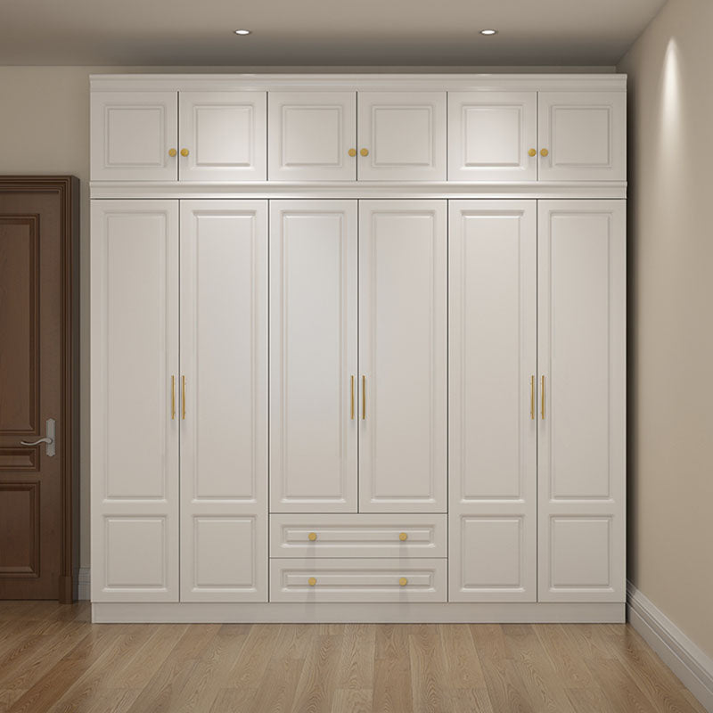 Manufactured Wood White Wardrobe for Home Modern Cabinet with Drawers