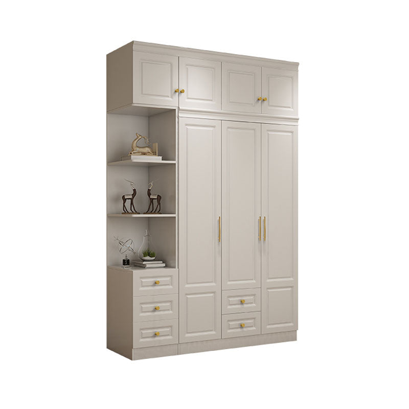 Manufactured Wood White Wardrobe for Home Modern Cabinet with Drawers