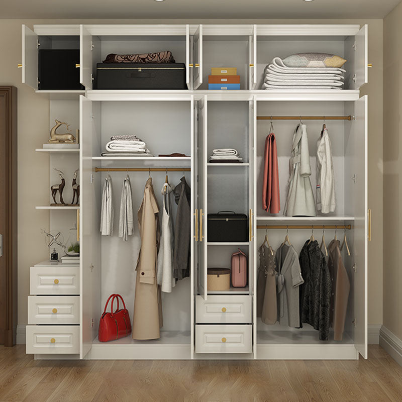 Manufactured Wood White Wardrobe for Home Modern Cabinet with Drawers