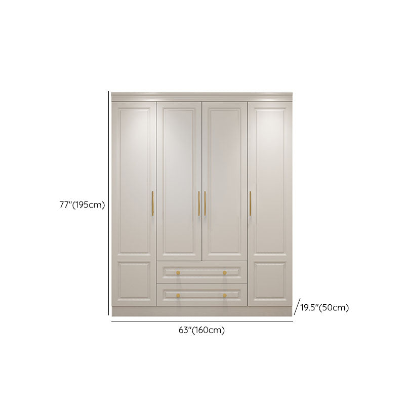 Manufactured Wood White Wardrobe for Home Modern Cabinet with Drawers