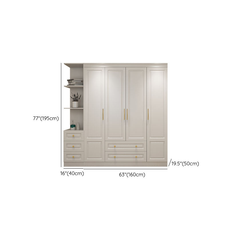 Manufactured Wood White Wardrobe for Home Modern Cabinet with Drawers
