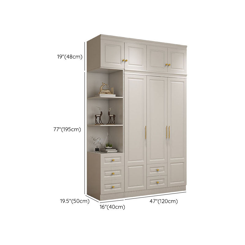 Manufactured Wood White Wardrobe for Home Modern Cabinet with Drawers
