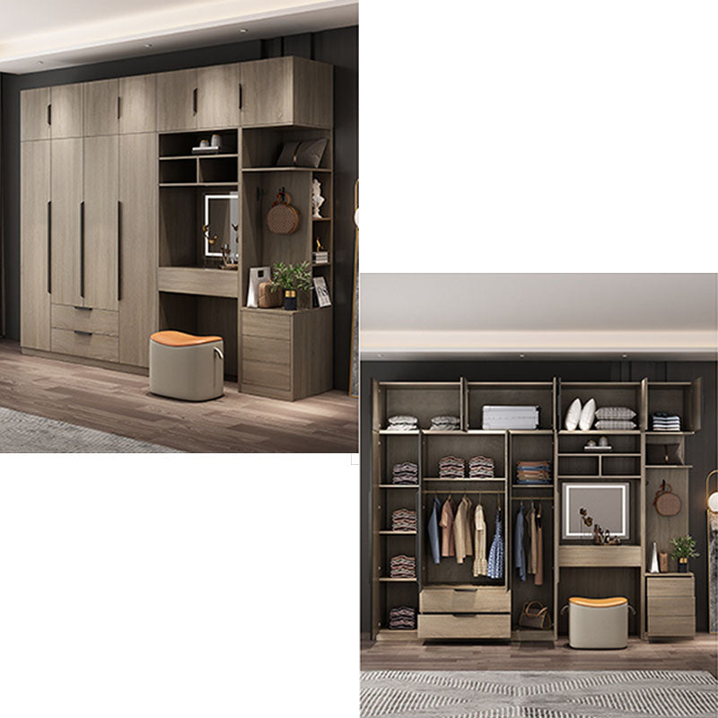 Brown Manufactured Wood Wardrobe Modern Cabinet with Drawers