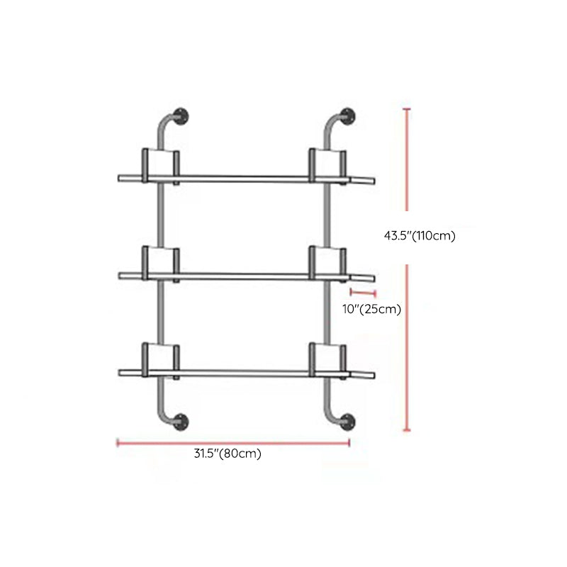 Metal and Wooden Shelf Bookcase Open Wall Mounted Gold Bookshelf for Home
