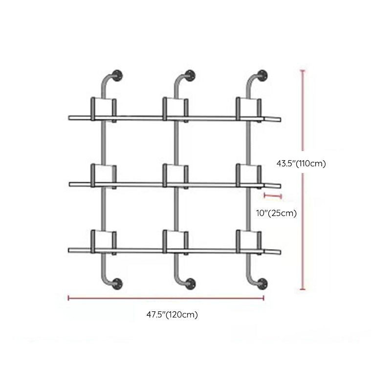 Metal and Wooden Shelf Bookcase Open Wall Mounted Gold Bookshelf for Home
