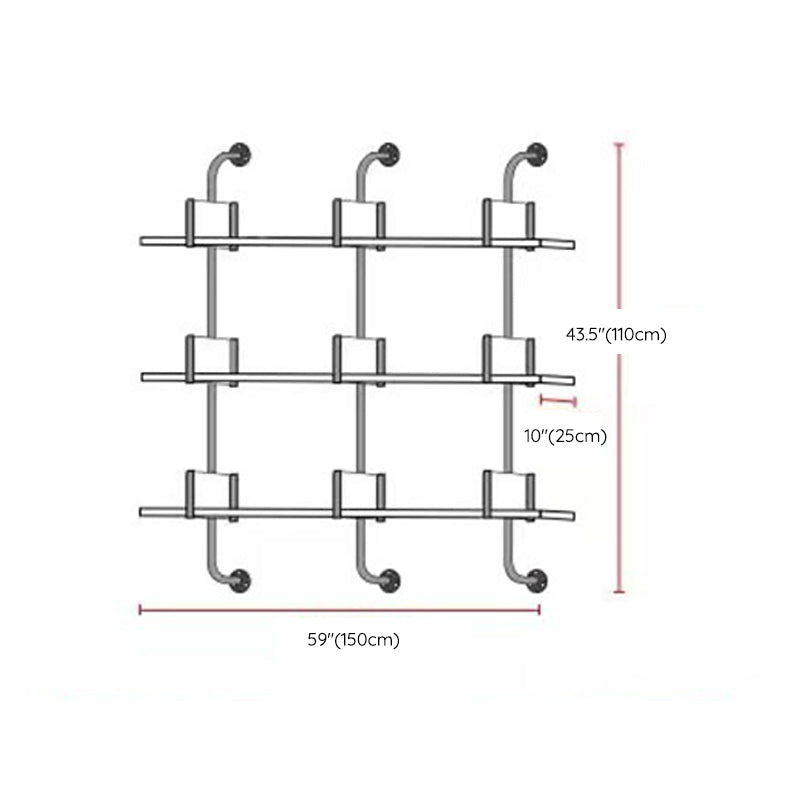 Metal and Wooden Shelf Bookcase Open Wall Mounted Gold Bookshelf for Home