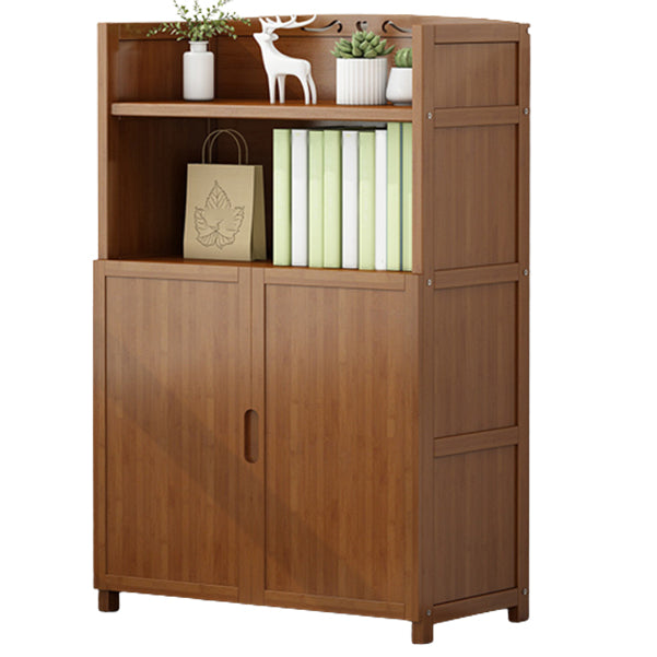Brown Closed Back Book Shelf Bamboo Standard Vertical Bookcase for Home