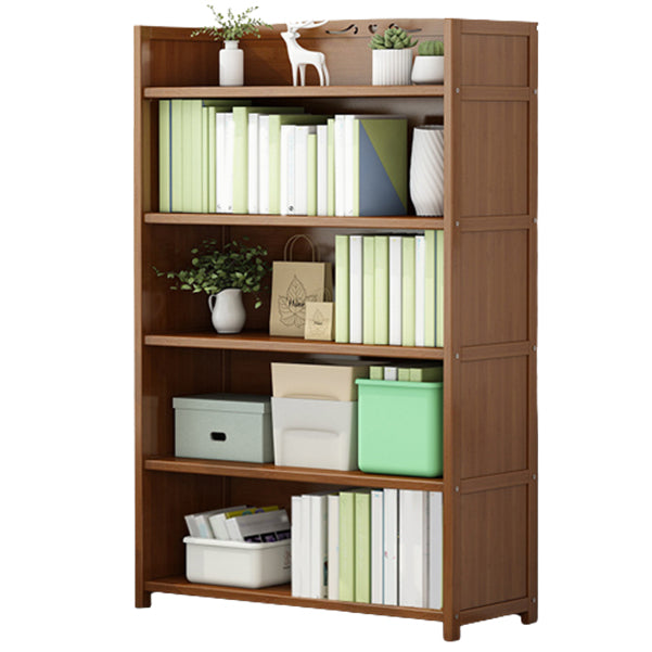 Brown Closed Back Book Shelf Bamboo Standard Vertical Bookcase for Home