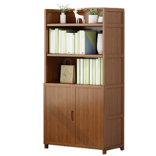 Brown Closed Back Book Shelf Bamboo Standard Vertical Bookcase for Home