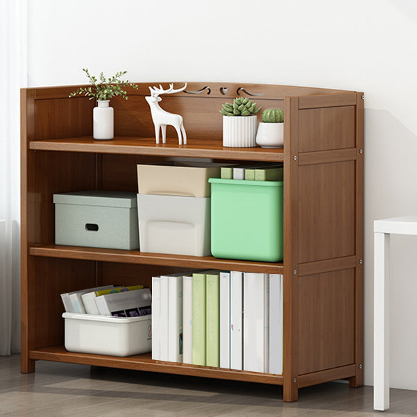 Brown Closed Back Book Shelf Bamboo Standard Vertical Bookcase for Home