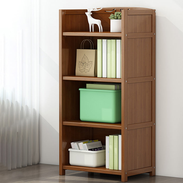 Brown Closed Back Book Shelf Bamboo Standard Vertical Bookcase for Home