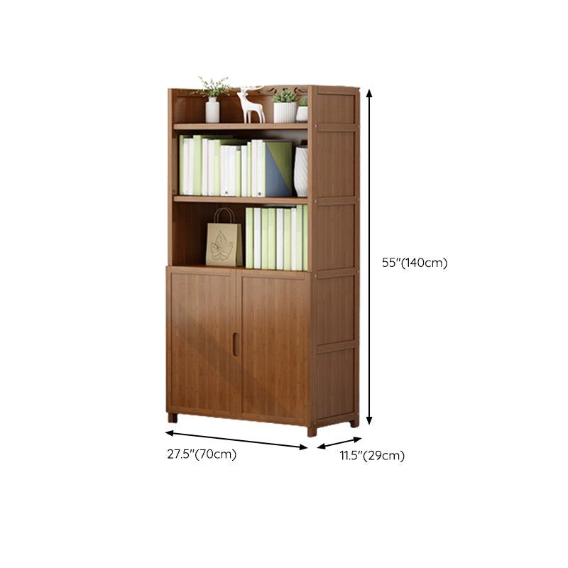 Brown Closed Back Book Shelf Bamboo Standard Vertical Bookcase for Home