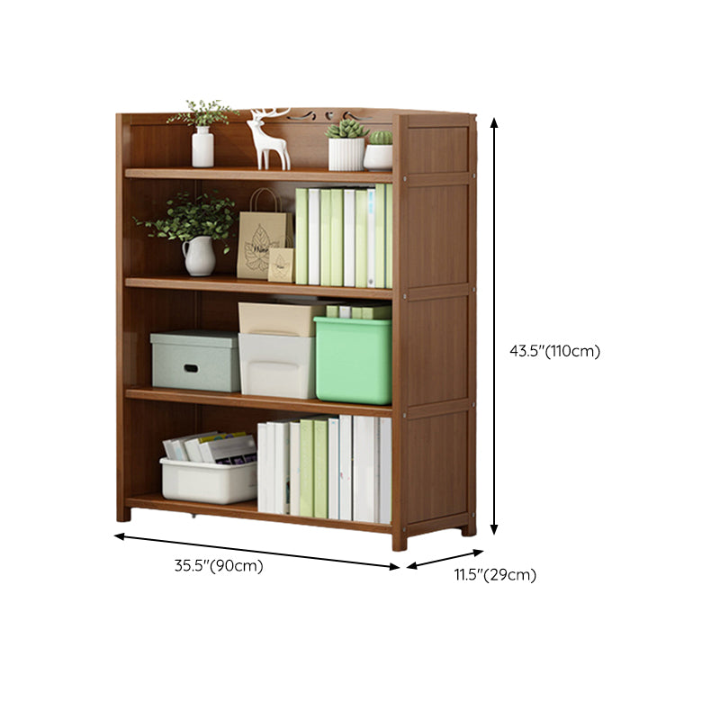 Brown Closed Back Book Shelf Bamboo Standard Vertical Bookcase for Home