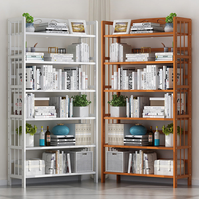 Bamboo Contemporary Bookshelf Etagere Shelf Bookcase with Shelves