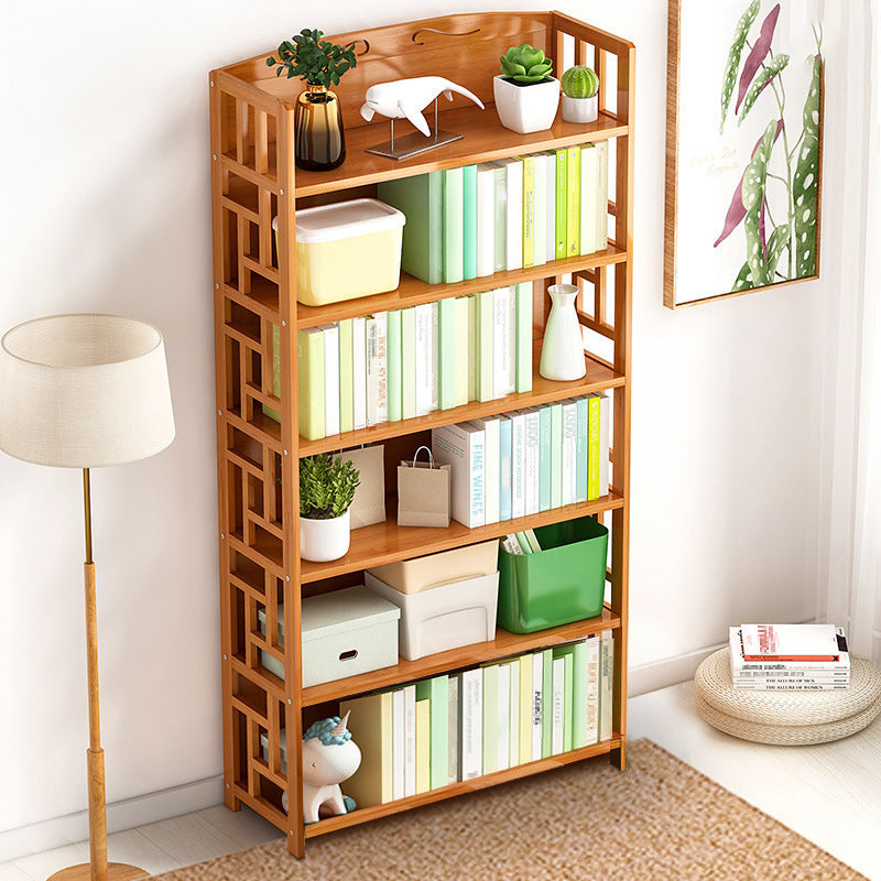 Natural Floor Bookshelf Contemporary Bamboo Shelf Bookcase for Study Room