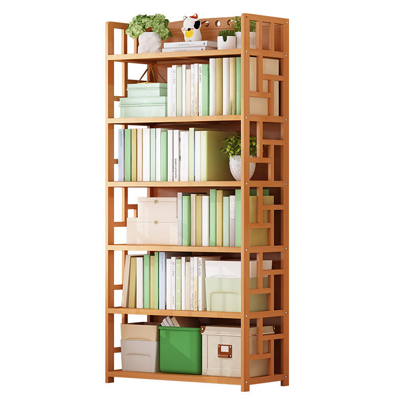 Natural Floor Bookshelf Contemporary Bamboo Shelf Bookcase for Study Room
