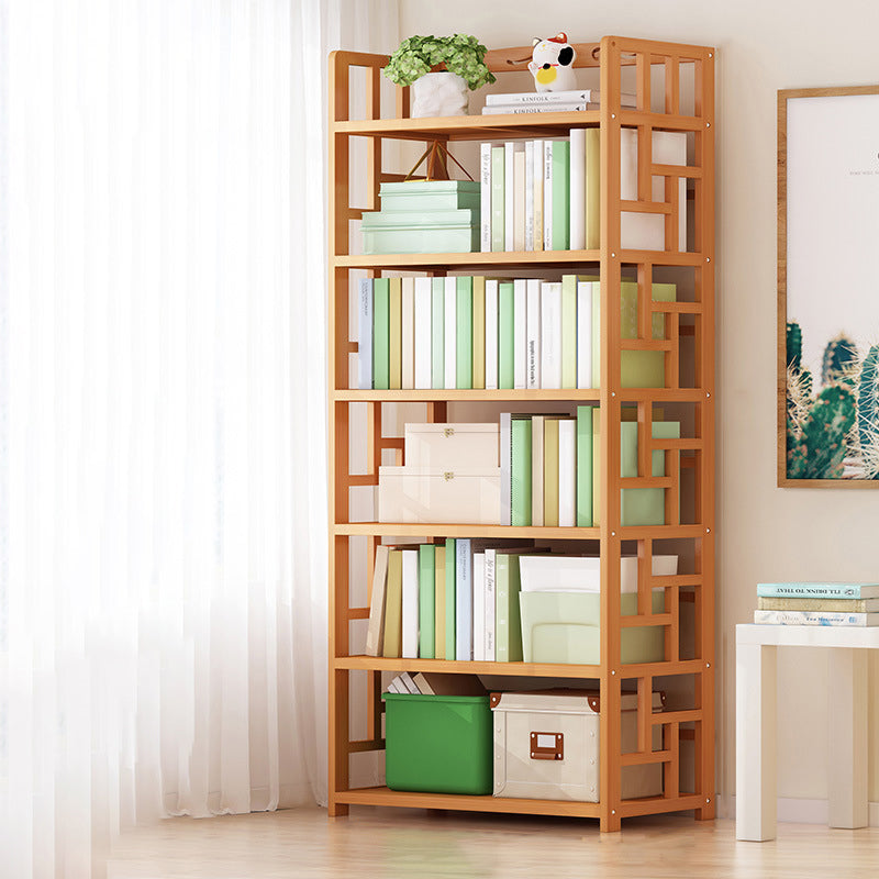 Natural Floor Bookshelf Contemporary Bamboo Shelf Bookcase for Study Room