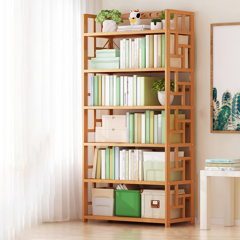 Natural Floor Bookshelf Contemporary Bamboo Shelf Bookcase for Study Room