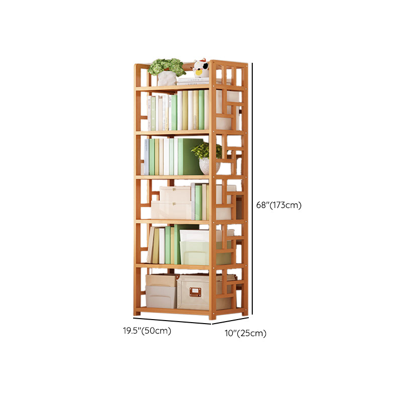 Natural Floor Bookshelf Contemporary Bamboo Shelf Bookcase for Study Room