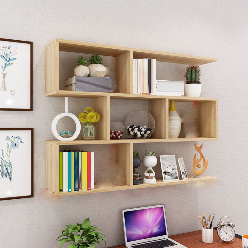 Modern Open Wall Mounted Shelf Bookcase Engineered Wood Bookshelf for Study Room
