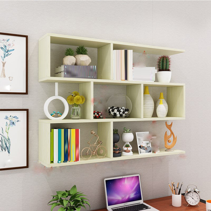 Modern Open Wall Mounted Shelf Bookcase Engineered Wood Bookshelf for Study Room
