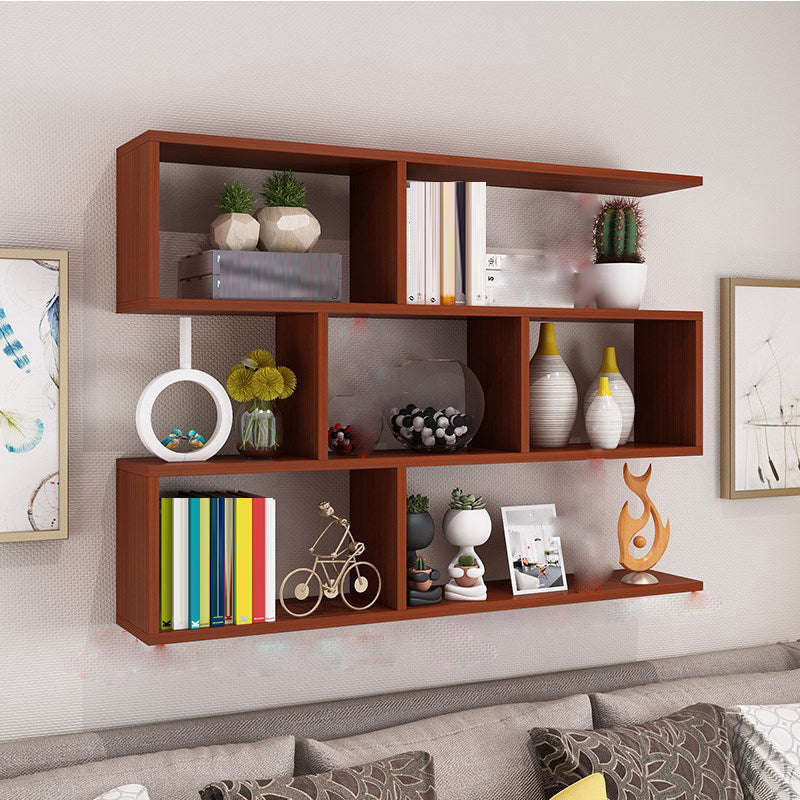 Modern Open Wall Mounted Shelf Bookcase Engineered Wood Bookshelf for Study Room