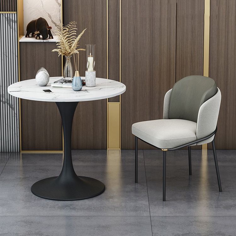 Round Dining Table Set with Padded Chairs 1/4/5 Pieces Faux Marble Dining Set for Home