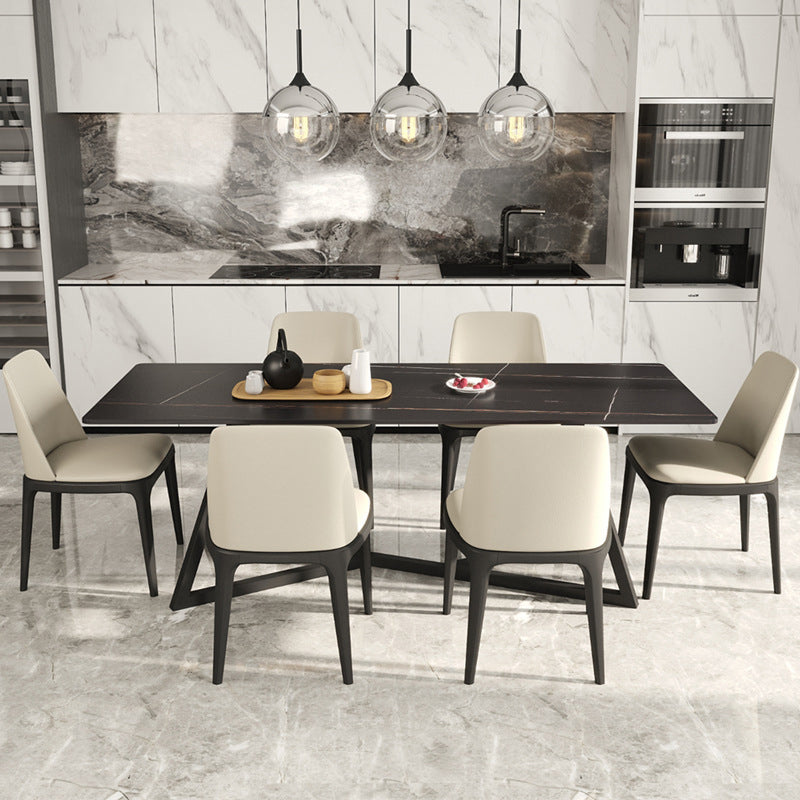 Black Stone Top Table Set for Home 1/2/5/6/7 Pieces Modern Dinette Set