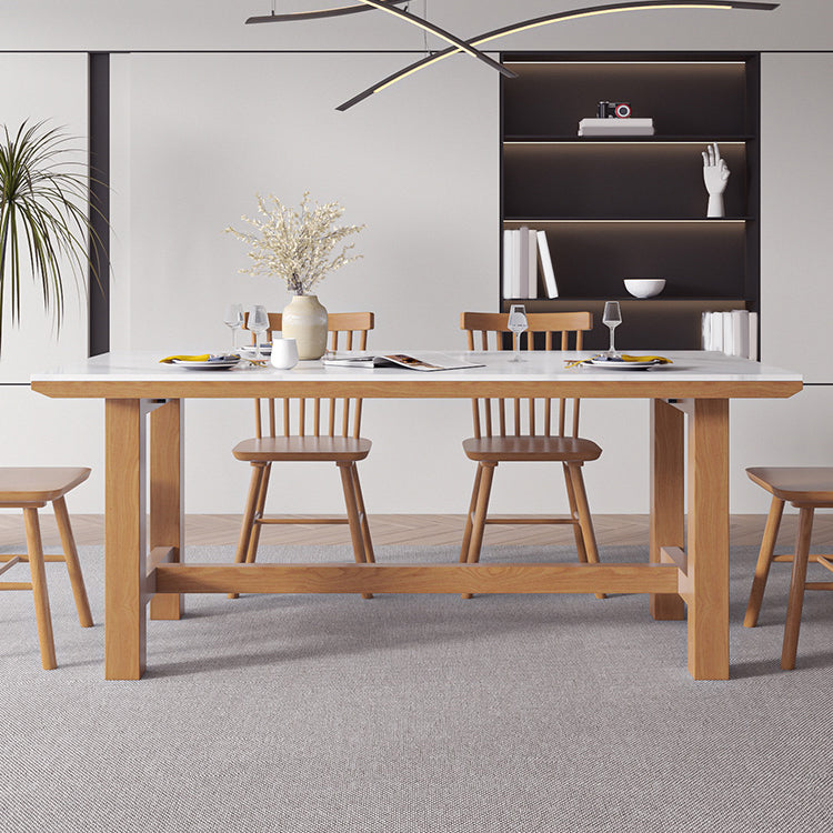 White Stone Top Table Set with Wooden Frame 1/2/5 Pieces Modern Dinette Set