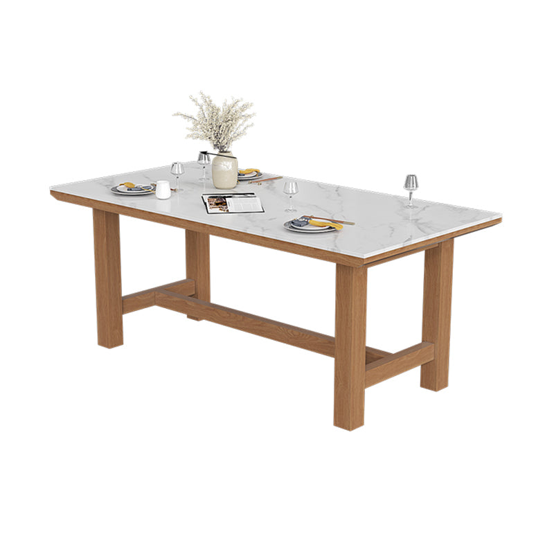 White Stone Top Table Set with Wooden Frame 1/2/5 Pieces Modern Dinette Set