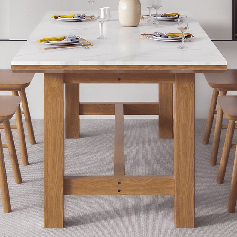 White Stone Top Table Set with Wooden Frame 1/2/5 Pieces Modern Dinette Set