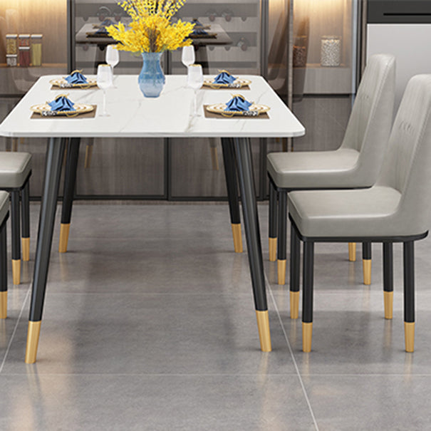 Glossy White Dining Table Set 1/4/5/7 Pieces Stone Dinette Set for Kitchen