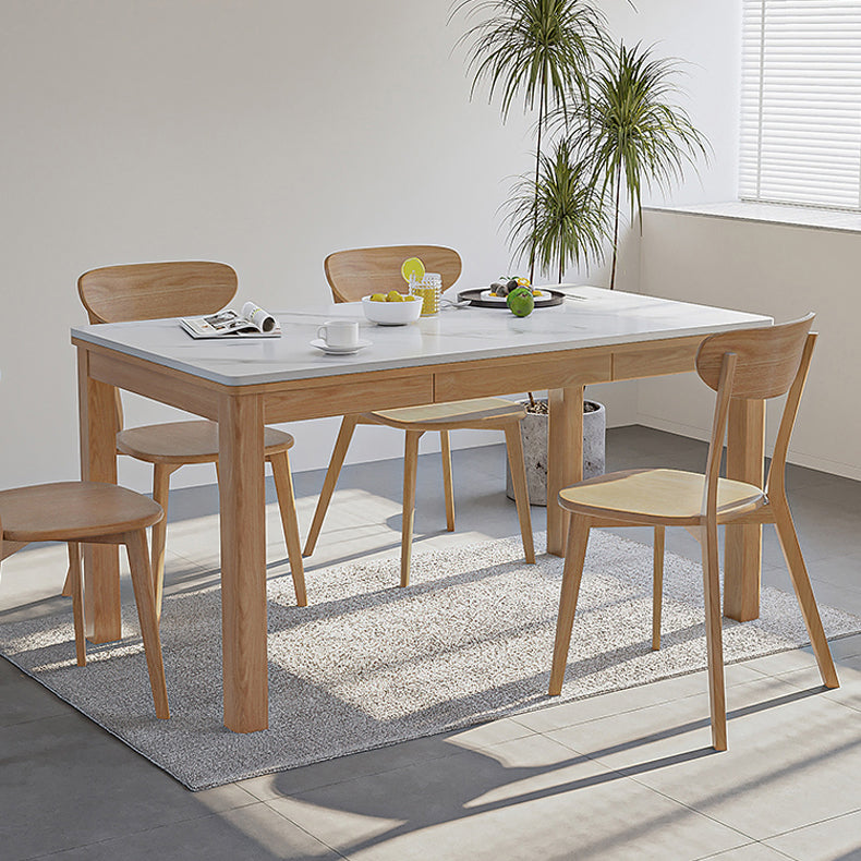 Stone Top Dining Table Set with Wooden Chairs 1/2/5 Pieces Dinette Set for Home