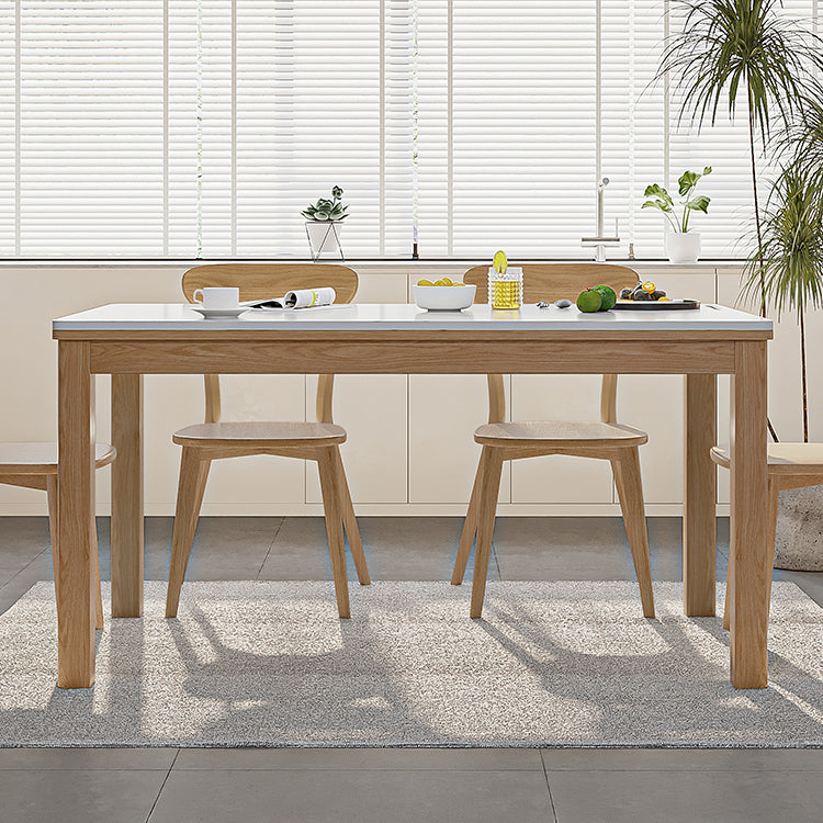 Stone Top Dining Table Set with Wooden Chairs 1/2/5 Pieces Dinette Set for Home