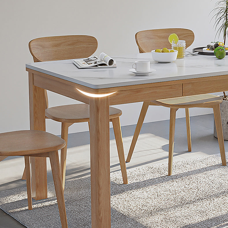 Stone Top Dining Table Set with Wooden Chairs 1/2/5 Pieces Dinette Set for Home