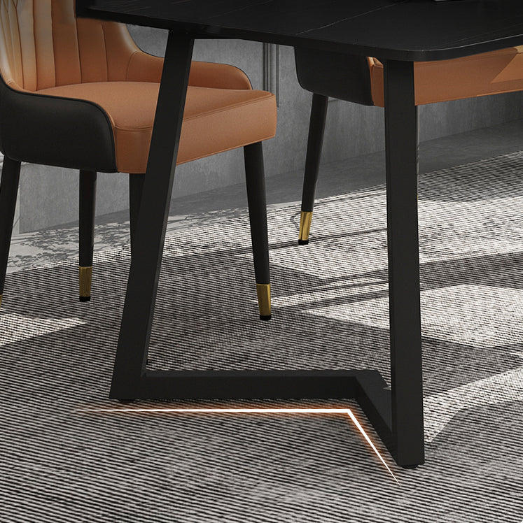 Modern Black Dining Table Set 1/2/5/7 Pieces Metal Dinette Set for Home