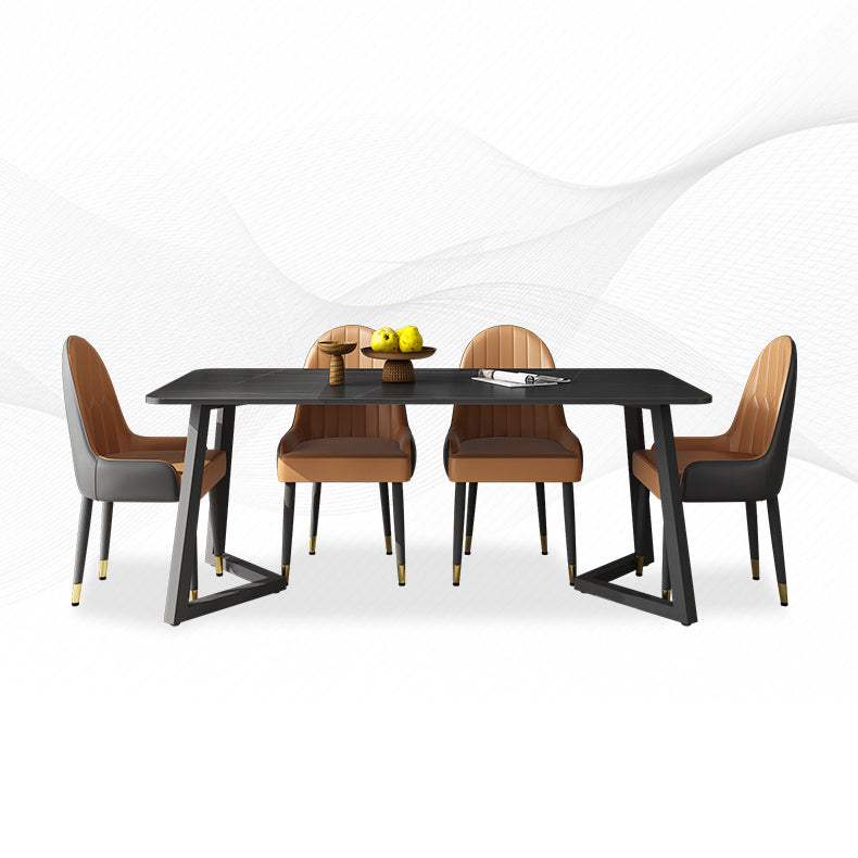Modern Black Dining Table Set 1/2/5/7 Pieces Metal Dinette Set for Home