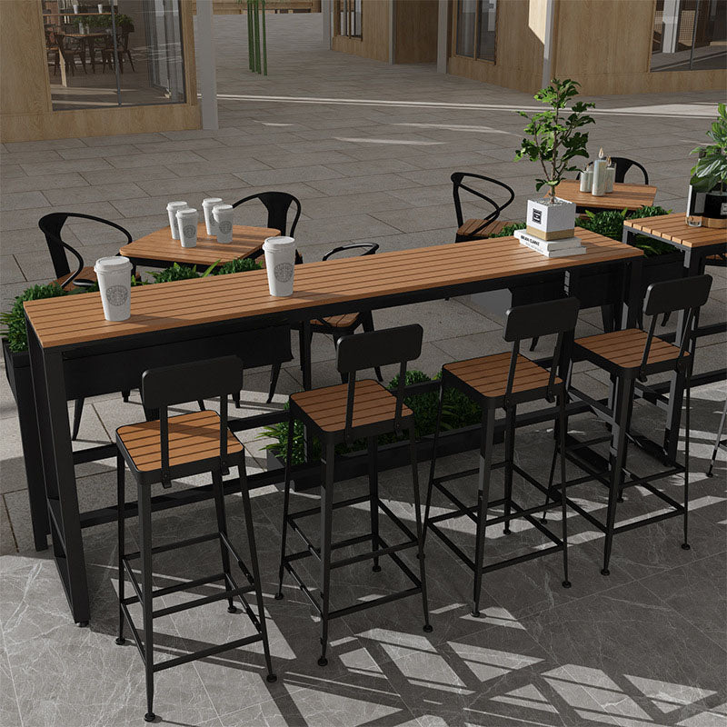 Industrial Pub Set with Fixed Table 1/5 Pieces Rectangle Bar Table Set