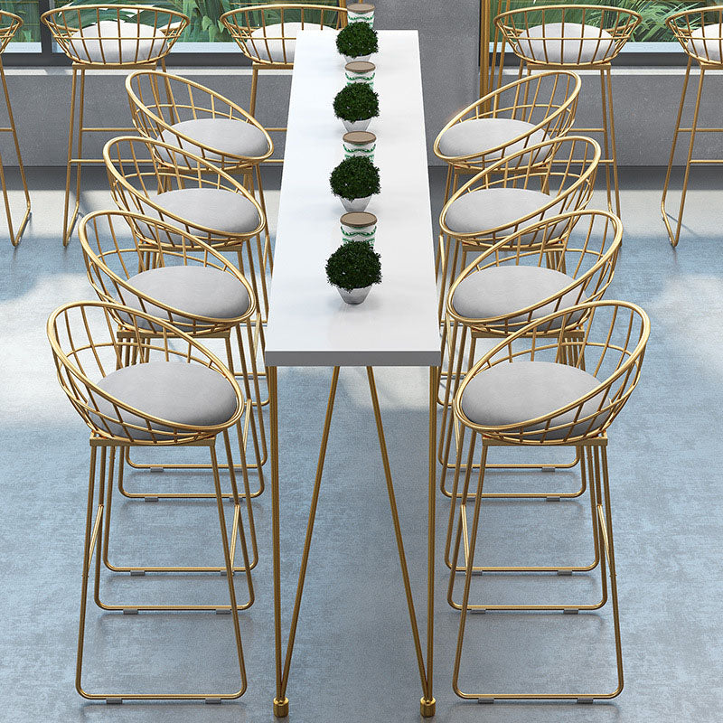 Solid Wood Bar Table Set Glam Rectangle 1/5/9 Pieces Counter Table