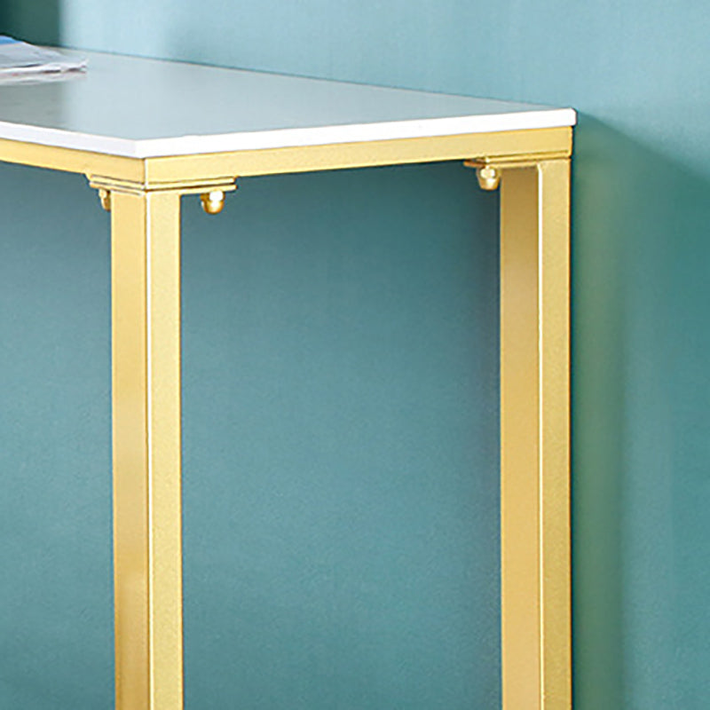 Faux Marble Bar Table Set 1/4/7 Pieces Rectangle Counter Table with Metal Base Stools