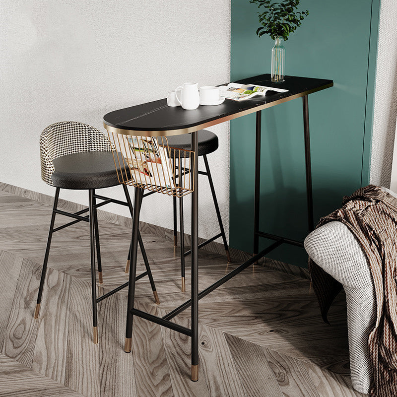 Modern Stone Bar Table Set 1/3 Pieces Counter Table with Solid Back Stools