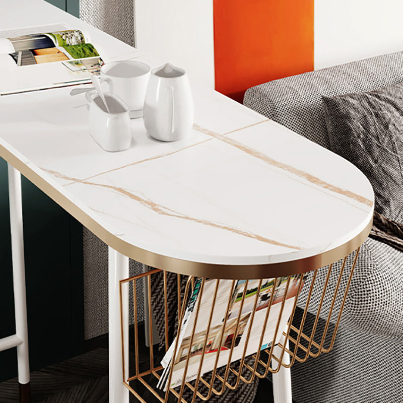 Modern Stone Bar Table Set 1/3 Pieces Counter Table with Solid Back Stools