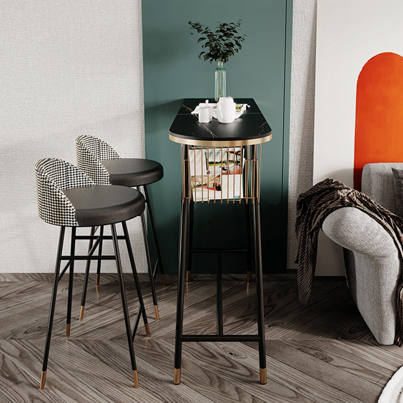 Modern Stone Bar Table Set 1/3 Pieces Counter Table with Solid Back Stools