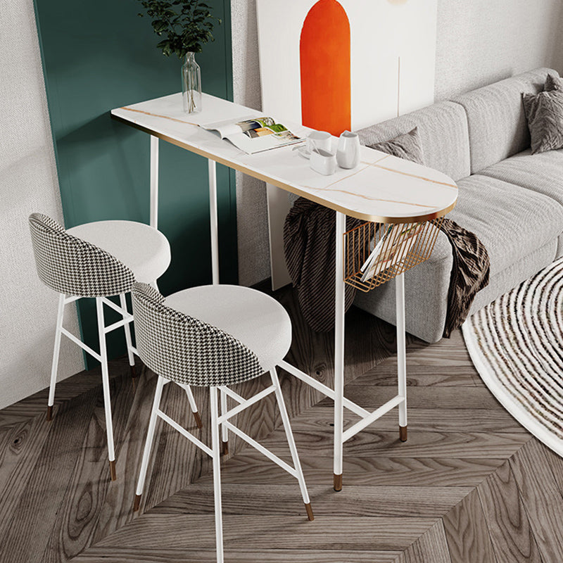 Modern Stone Bar Table Set 1/3 Pieces Counter Table with Solid Back Stools