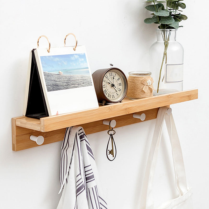 Modern Coat Hanger Wood Wall-Mounted with Shelves and Hooks Entryway Kit