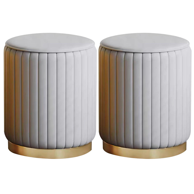 Faux Leather Pouf Cylinder Solid Water Resistant Modern Standard Ottoman