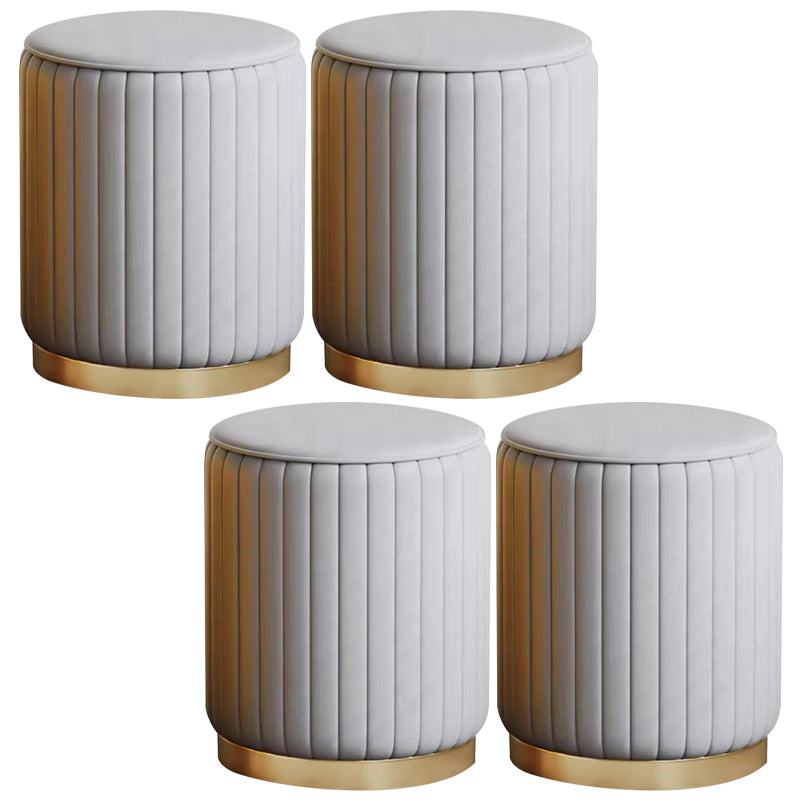 Faux Leather Pouf Cylinder Solid Water Resistant Modern Standard Ottoman