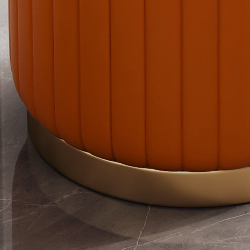 Faux Leather Pouf Cylinder Solid Water Resistant Modern Standard Ottoman