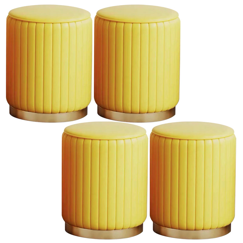 Faux Leather Pouf Cylinder Solid Water Resistant Modern Standard Ottoman