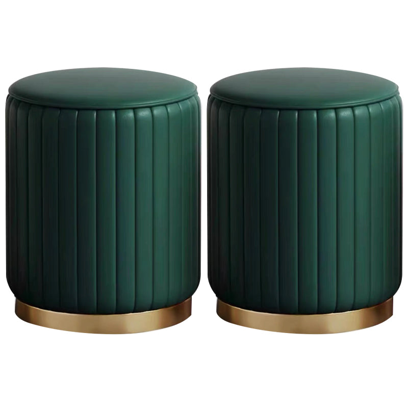 Faux Leather Pouf Cylinder Solid Water Resistant Modern Standard Ottoman